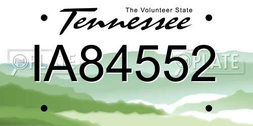 IA84552 Tennessee License Plate