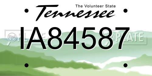 IA84587 Tennessee License Plate