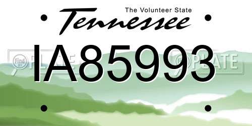 IA85993 Tennessee License Plate
