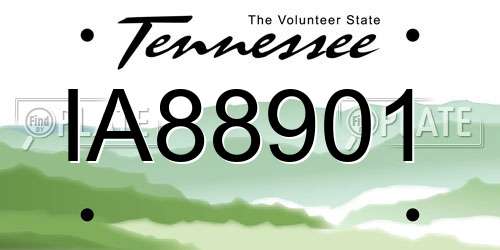 IA88901 Tennessee License Plate
