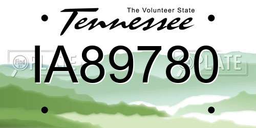 IA89780 Tennessee License Plate