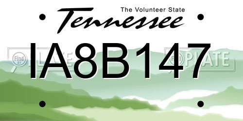 IA8B147 Tennessee License Plate