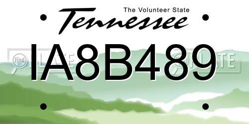 IA8B489 Tennessee License Plate