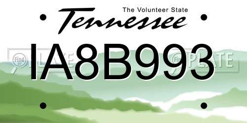 IA8B993 Tennessee License Plate