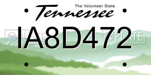 IA8D472 Tennessee License Plate