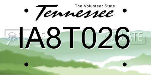 IA8T026 Tennessee License Plate