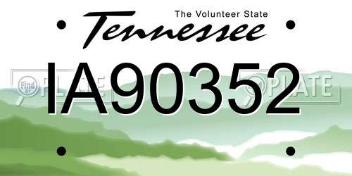 IA90352 Tennessee License Plate