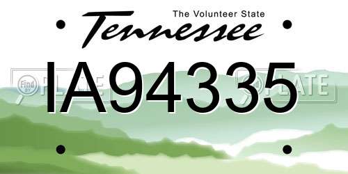 IA94335 Tennessee License Plate