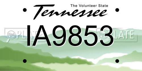 IA9853 Tennessee License Plate