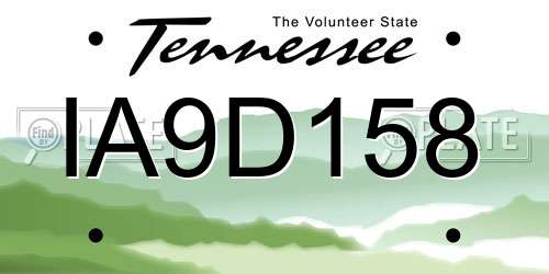 IA9D158 Tennessee License Plate