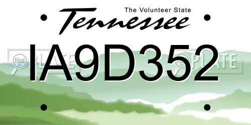 IA9D352 Tennessee License Plate