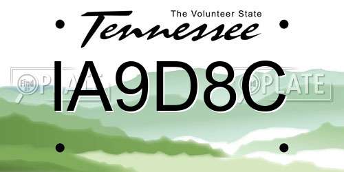 IA9D8C Tennessee License Plate