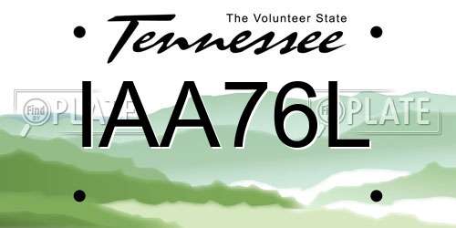 IAA76L Tennessee License Plate