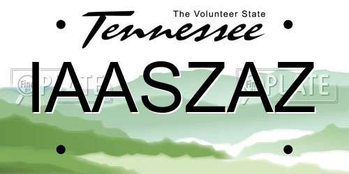 IAASZAZ Tennessee License Plate