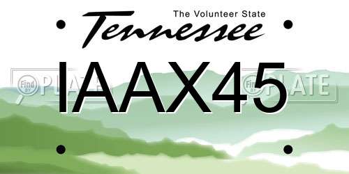 IAAX45 Tennessee License Plate