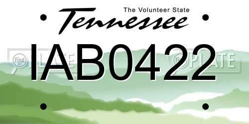 IAB0422 Tennessee License Plate
