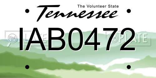 IAB0472 Tennessee License Plate