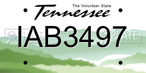 IAB3497 Tennessee License Plate