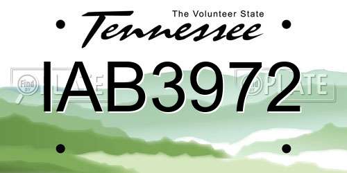 IAB3972 Tennessee License Plate