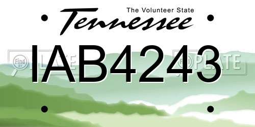 IAB4243 Tennessee License Plate