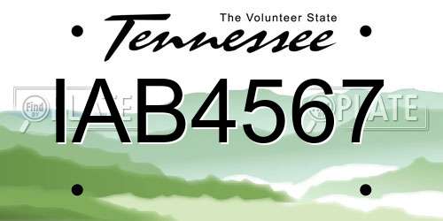 IAB4567 Tennessee License Plate