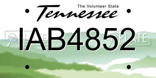 IAB4852 Tennessee License Plate
