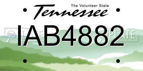 IAB4882 Tennessee License Plate