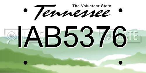 IAB5376 Tennessee License Plate