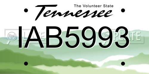 IAB5993 Tennessee License Plate
