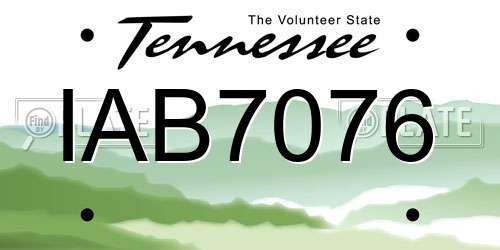 IAB7076 Tennessee License Plate