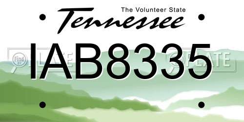 IAB8335 Tennessee License Plate
