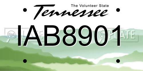 IAB8901 Tennessee License Plate