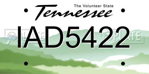 IAD5422 Tennessee License Plate