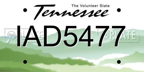 IAD5477 Tennessee License Plate