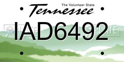 IAD6492 Tennessee License Plate