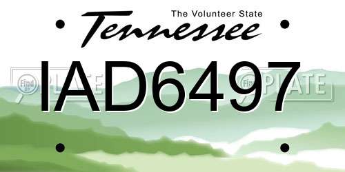 IAD6497 Tennessee License Plate