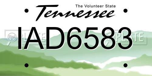 IAD6583 Tennessee License Plate