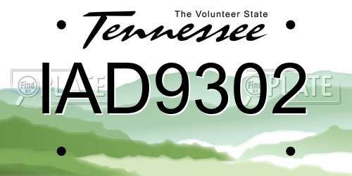 IAD9302 Tennessee License Plate