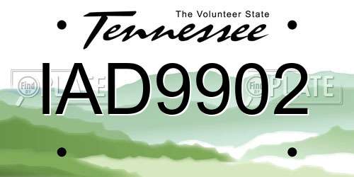 IAD9902 Tennessee License Plate