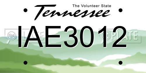 IAE3012 Tennessee License Plate