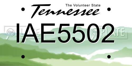 IAE5502 Tennessee License Plate
