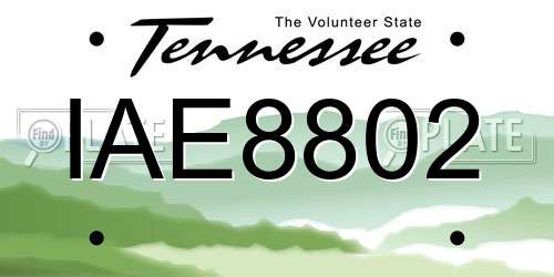 IAE8802 Tennessee License Plate