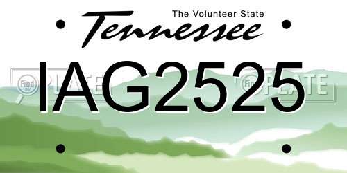 IAG2525 Tennessee License Plate