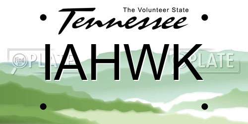 IAHWK Tennessee License Plate