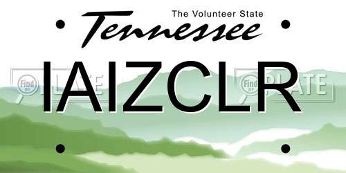 IAIZCLR Tennessee License Plate
