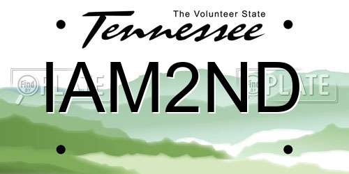 IAM2ND Tennessee License Plate