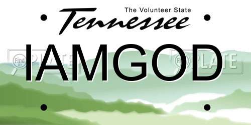 IAMGOD Tennessee License Plate