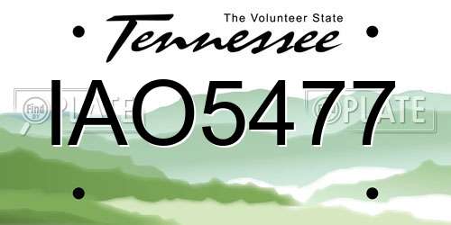 IAO5477 Tennessee License Plate