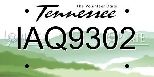 IAQ9302 Tennessee License Plate