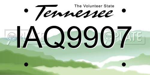 IAQ9907 Tennessee License Plate